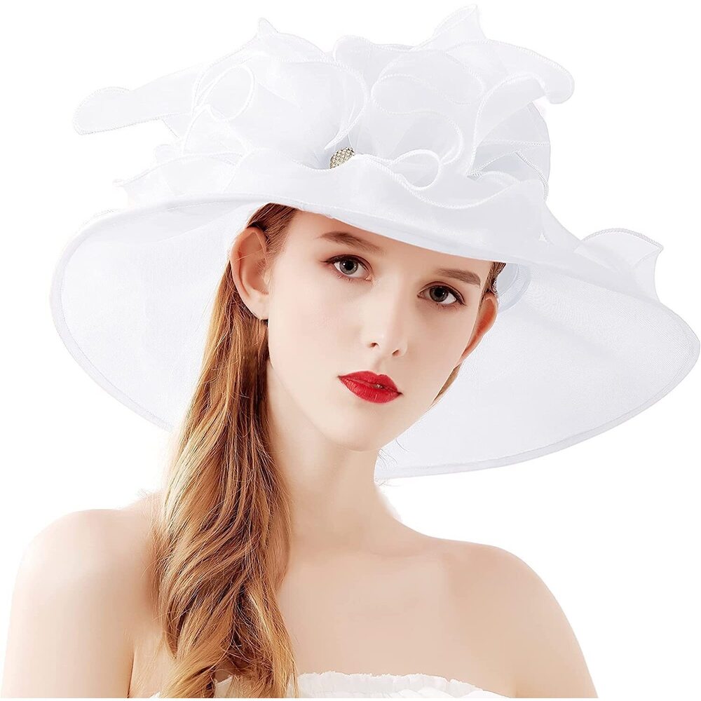 6978 Women’s Organza Church Tea Party Wedding Fascinator Hat Uv-anti Wide